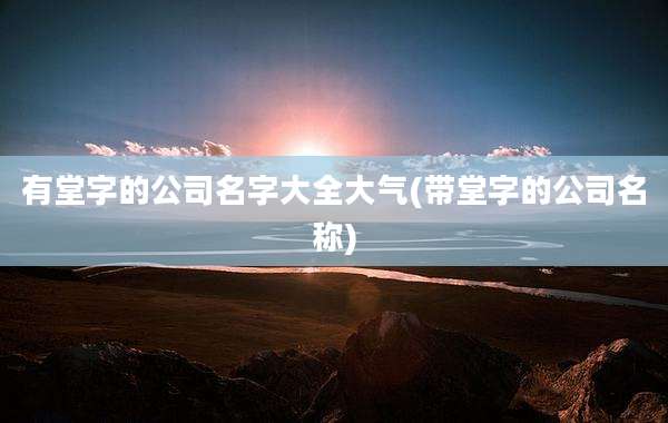 有堂字的公司名字大全大气(带堂字的公司名称)