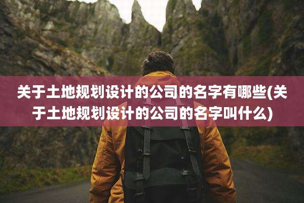 关于土地规划设计的公司的名字有哪些(关于土地规划设计的公司的名字叫什么)