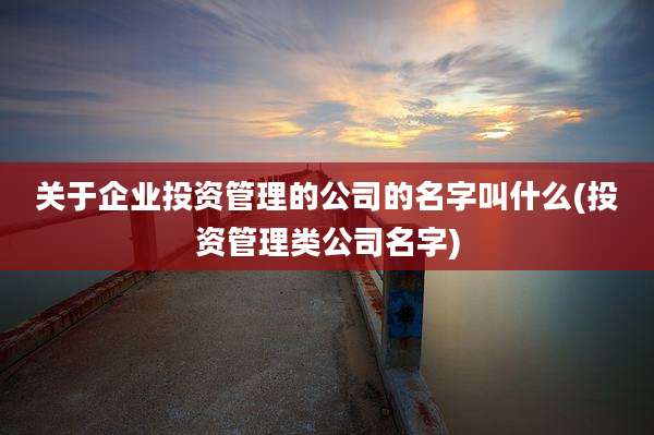 关于企业投资管理的公司的名字叫什么(投资管理类公司名字)