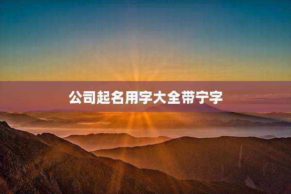 公司起名用字大全带宁字