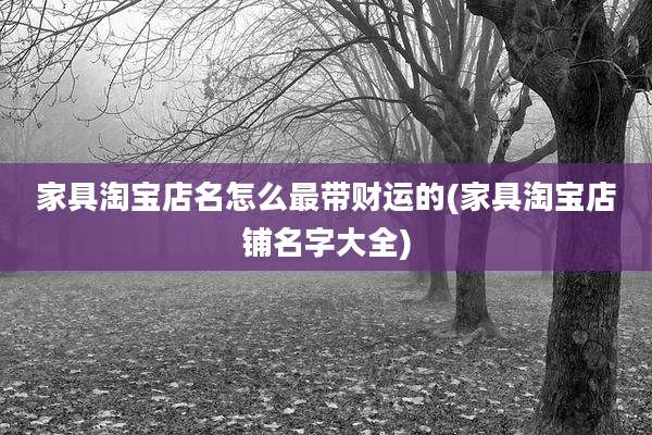 家具淘宝店名怎么最带财运的(家具淘宝店铺名字大全)
