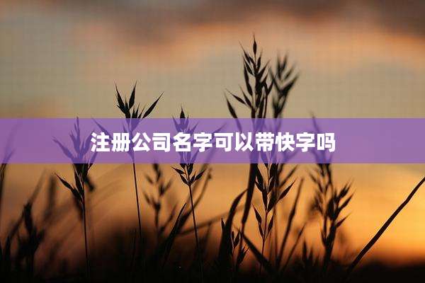注册公司名字可以带快字吗
