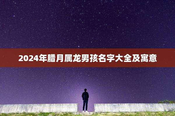 2024年腊月属龙男孩名字大全及寓意
