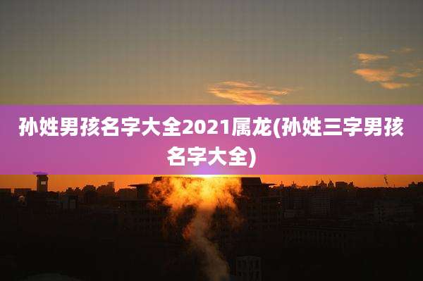 孙姓男孩名字大全2021属龙(孙姓三字男孩名字大全)