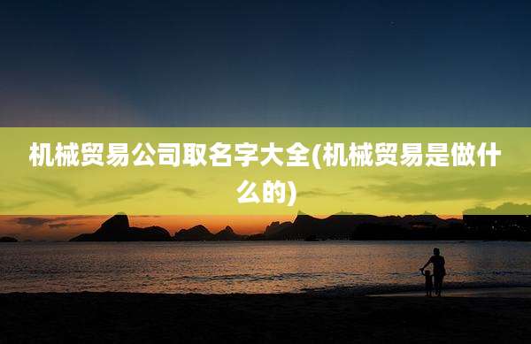 机械贸易公司取名字大全(机械贸易是做什么的)
