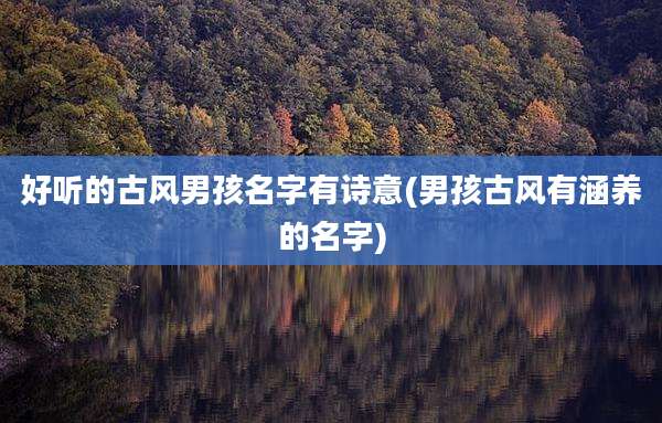 好听的古风男孩名字有诗意(男孩古风有涵养的名字)