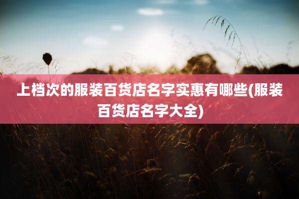 上档次的服装百货店名字实惠有哪些(服装百货店名字大全)