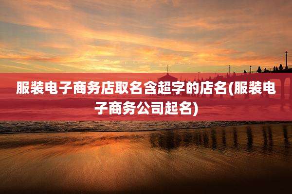 服装电子商务店取名含超字的店名(服装电子商务公司起名)