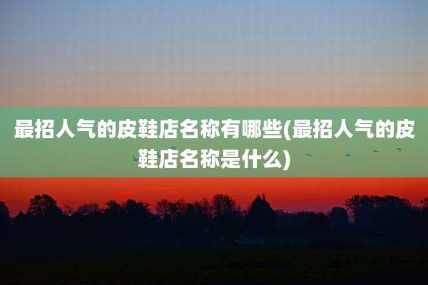 最招人气的皮鞋店名称有哪些(最招人气的皮鞋店名称是什么)