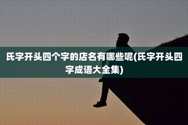 氏字开头四个字的店名有哪些呢(氏字开头四字成语大全集)