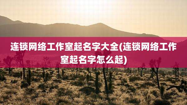 连锁网络工作室起名字大全(连锁网络工作室起名字怎么起)
