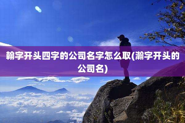 翰字开头四字的公司名字怎么取(瀚字开头的公司名)