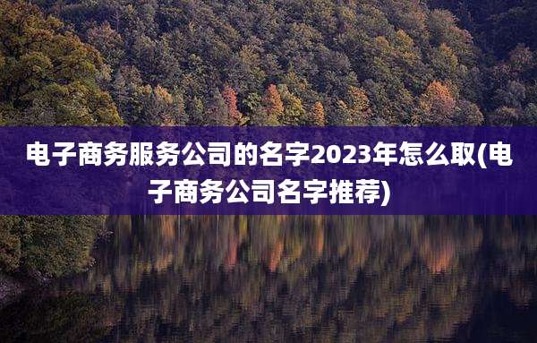 电子商务服务公司的名字2023年怎么取(电子商务公司名字推荐)