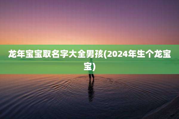 龙年宝宝取名字大全男孩(2024年生个龙宝宝)