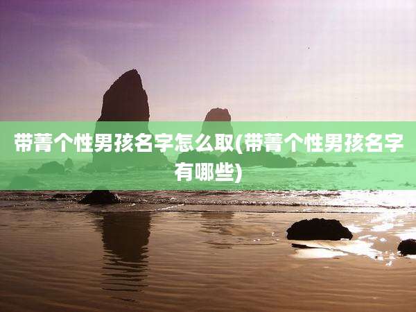 带菁个性男孩名字怎么取(带菁个性男孩名字有哪些)