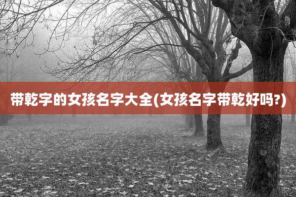 带乾字的女孩名字大全(女孩名字带乾好吗?)