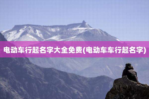 电动车行起名字大全免费(电动车车行起名字)