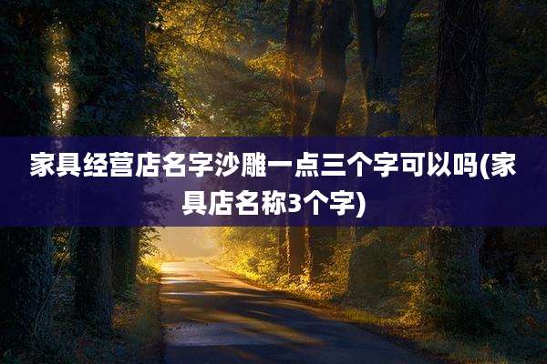 家具经营店名字沙雕一点三个字可以吗(家具店名称3个字)