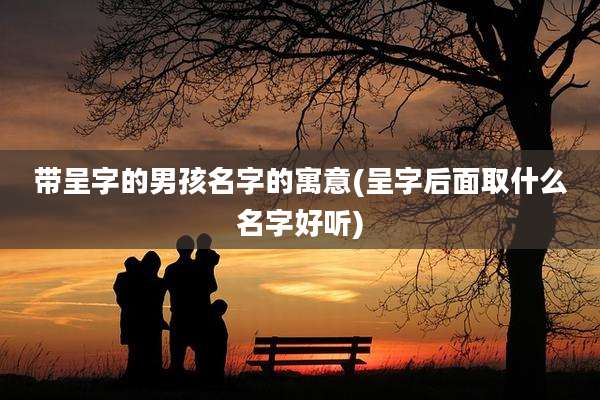 带呈字的男孩名字的寓意(呈字后面取什么名字好听)
