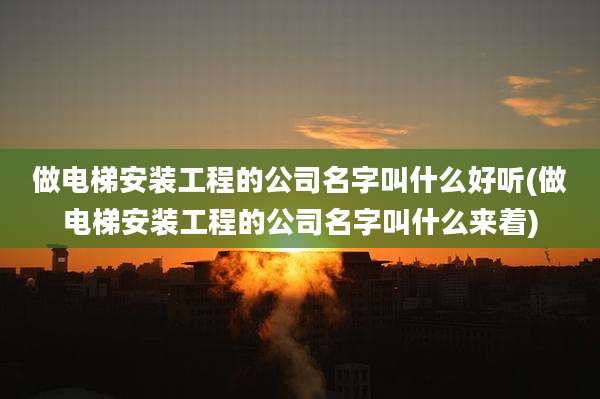 做电梯安装工程的公司名字叫什么好听(做电梯安装工程的公司名字叫什么来着)