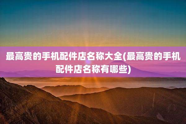 最高贵的手机配件店名称大全(最高贵的手机配件店名称有哪些)