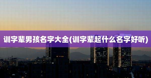 训字辈男孩名字大全(训字辈起什么名字好听)