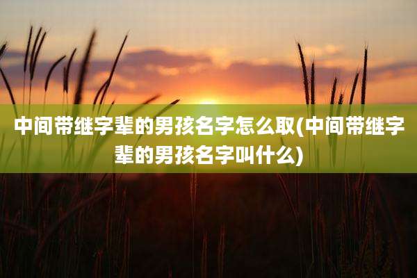 中间带继字辈的男孩名字怎么取(中间带继字辈的男孩名字叫什么)