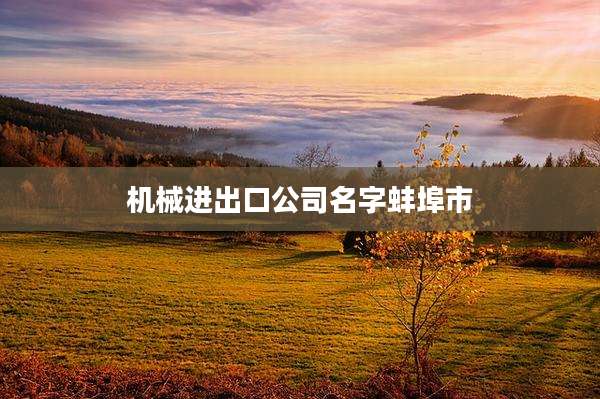 机械进出口公司名字蚌埠市
