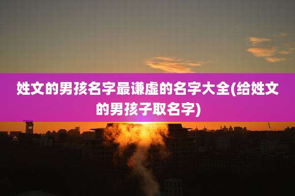 姓文的男孩名字最谦虚的名字大全(给姓文的男孩子取名字)