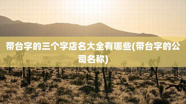 带台字的三个字店名大全有哪些(带台字的公司名称)