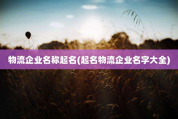 物流企业名称起名(起名物流企业名字大全)