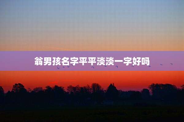 翁男孩名字平平淡淡一字好吗