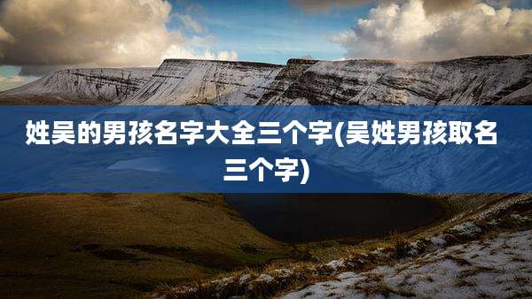 姓吴的男孩名字大全三个字(吴姓男孩取名 三个字)