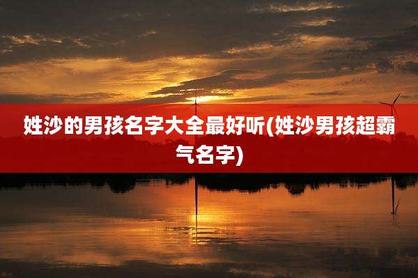 姓沙的男孩名字大全最好听(姓沙男孩超霸气名字)