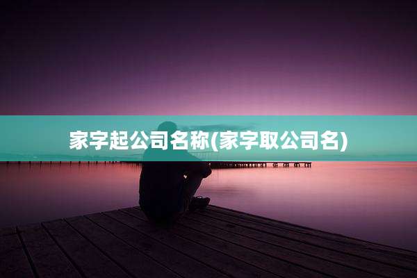 家字起公司名称(家字取公司名)