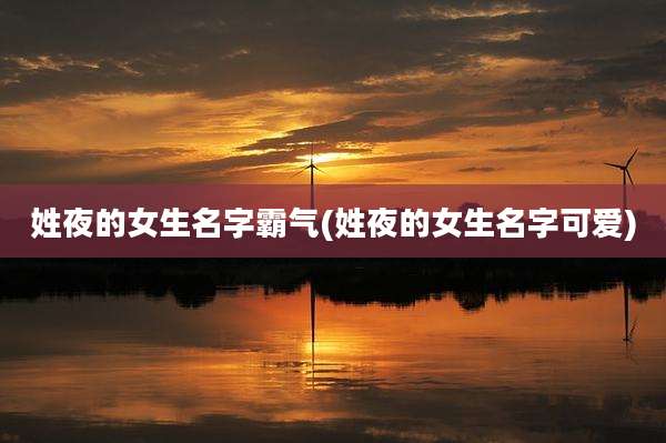 姓夜的女生名字霸气(姓夜的女生名字可爱)