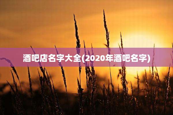 酒吧店名字大全(2020年酒吧名字)