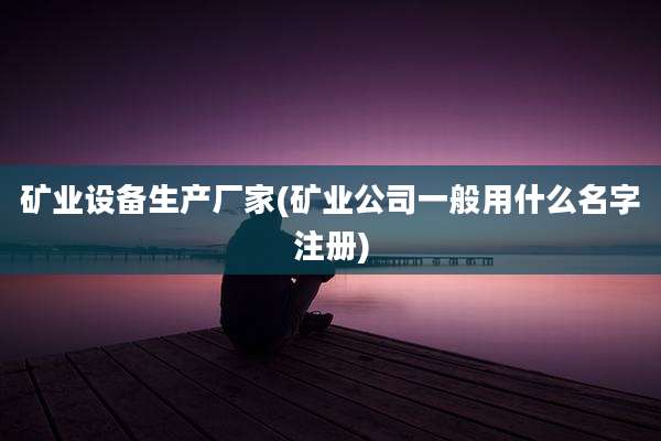矿业设备生产厂家(矿业公司一般用什么名字注册)