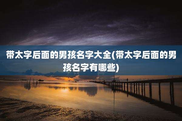 带太字后面的男孩名字大全(带太字后面的男孩名字有哪些)