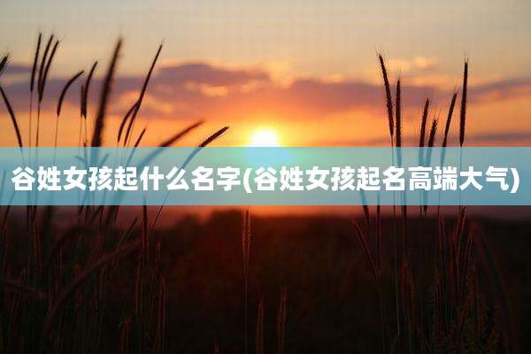 谷姓女孩起什么名字(谷姓女孩起名高端大气)