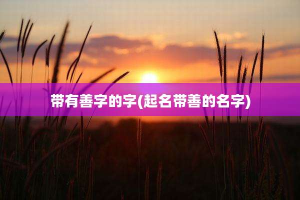 带有善字的字(起名带善的名字)