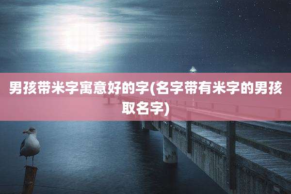 男孩带米字寓意好的字(名字带有米字的男孩取名字)
