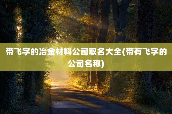 带飞字的冶金材料公司取名大全(带有飞字的公司名称)