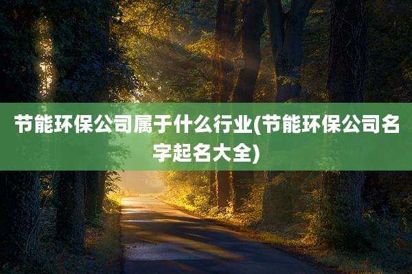 节能环保公司属于什么行业(节能环保公司名字起名大全)