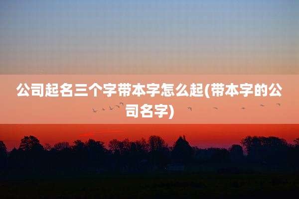 公司起名三个字带本字怎么起(带本字的公司名字)