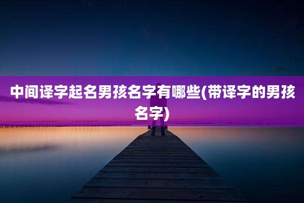 中间译字起名男孩名字有哪些(带译字的男孩名字)