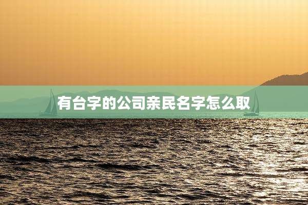 有台字的公司亲民名字怎么取
