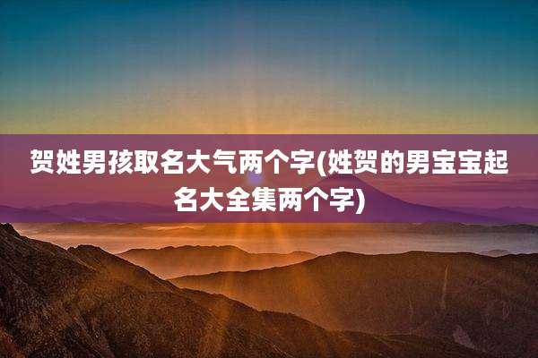 贺姓男孩取名大气两个字(姓贺的男宝宝起名大全集两个字)