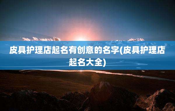 皮具护理店起名有创意的名字(皮具护理店起名大全)