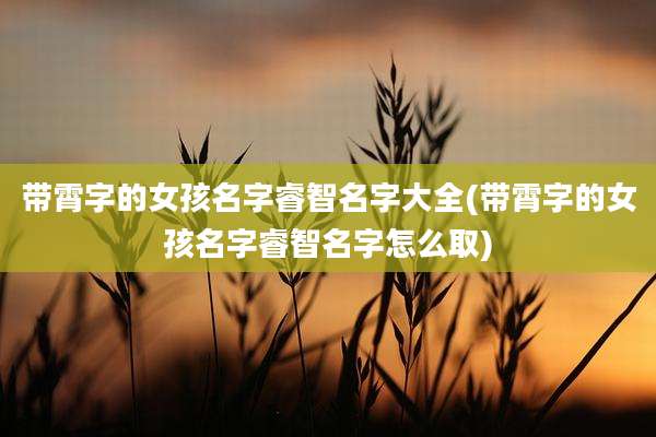 带霄字的女孩名字睿智名字大全(带霄字的女孩名字睿智名字怎么取)